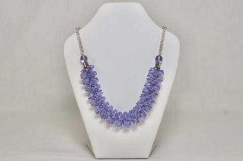 *Blue Alexandrite Rose Petal Spiral Focal Beaded Kumihimo with Chain Necklace